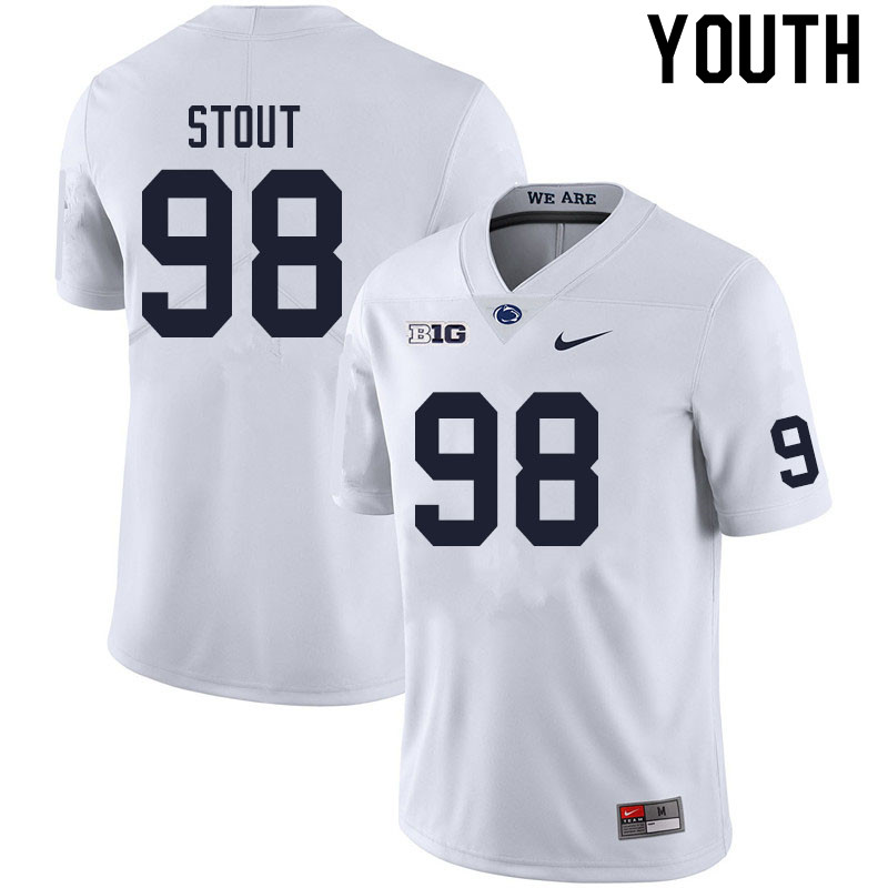 NCAA Nike Youth Penn State Nittany Lions Jordan Stout #98 College Football Authentic White Stitched Jersey PMC6098DX